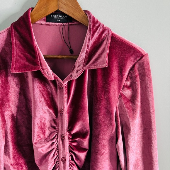 Rebdolls Velvet Cinched Mini ShirtDress Size 2X - Picture 3 of 5